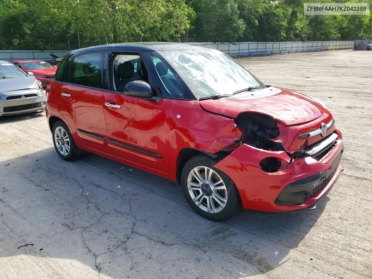 2019 Fiat 500L Pop VIN: ZFBNFAAH7KZ042388 Lot: 57522626