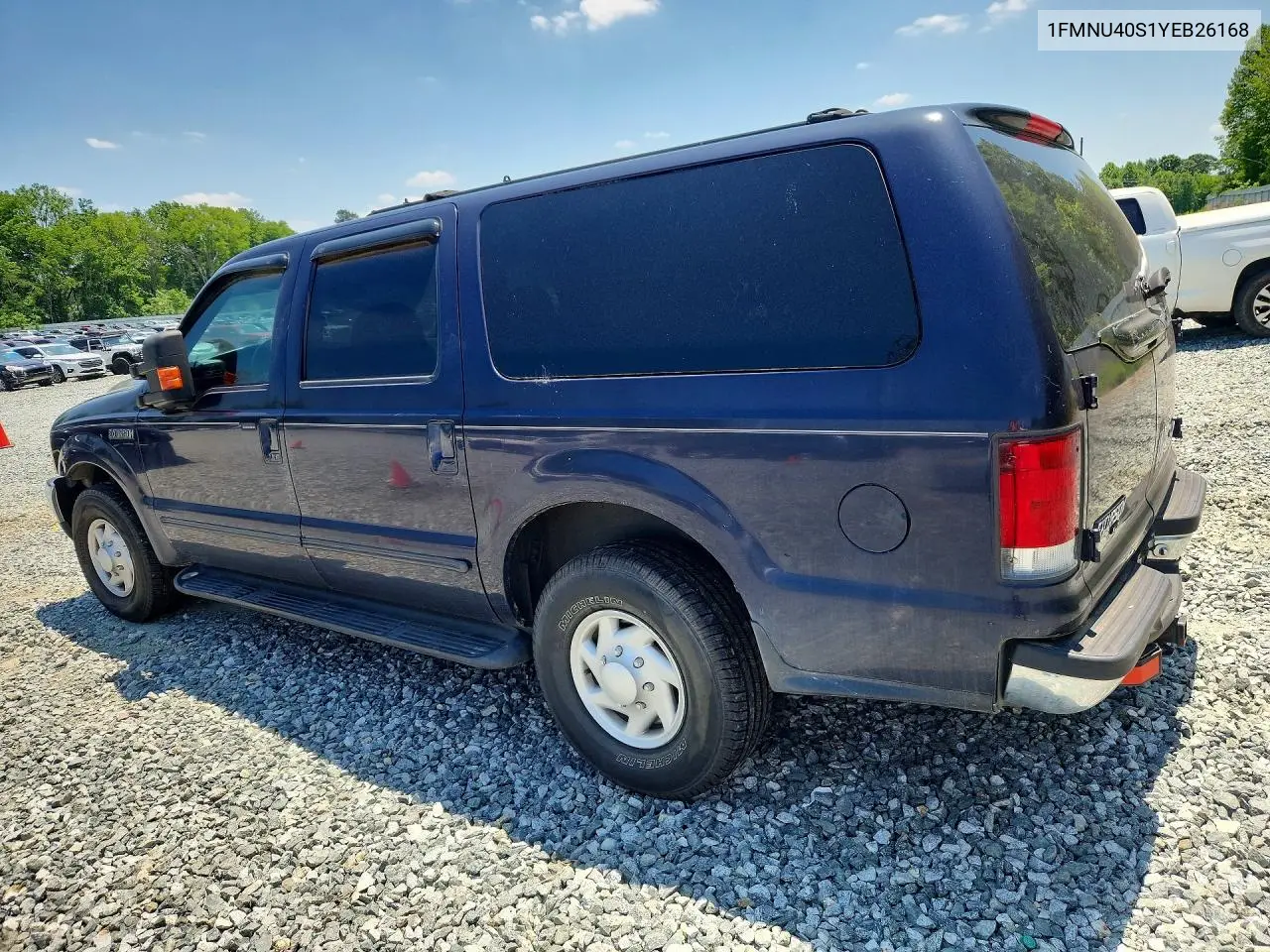 2000 Ford Excursion Xlt VIN: 1FMNU40S1YEB26168 Lot: 54159226