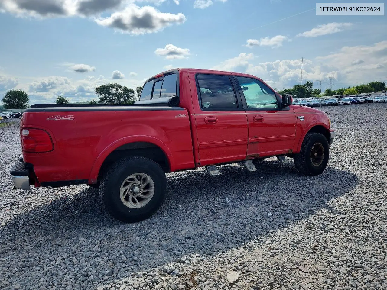 2001 Ford F150 Supercrew VIN: 1FTRW08L91KC32624 Lot: 60335706