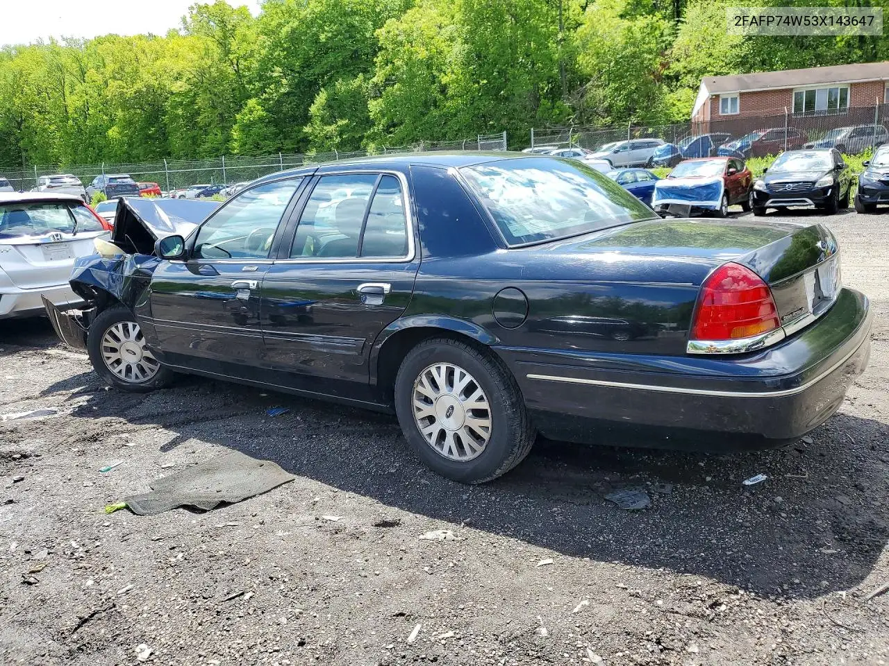 2003 Ford Crown Victoria Lx VIN: 2FAFP74W53X143647 Lot: 51531126