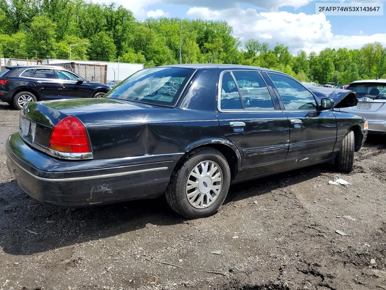 2003 Ford Crown Victoria Lx VIN: 2FAFP74W53X143647 Lot: 51531126