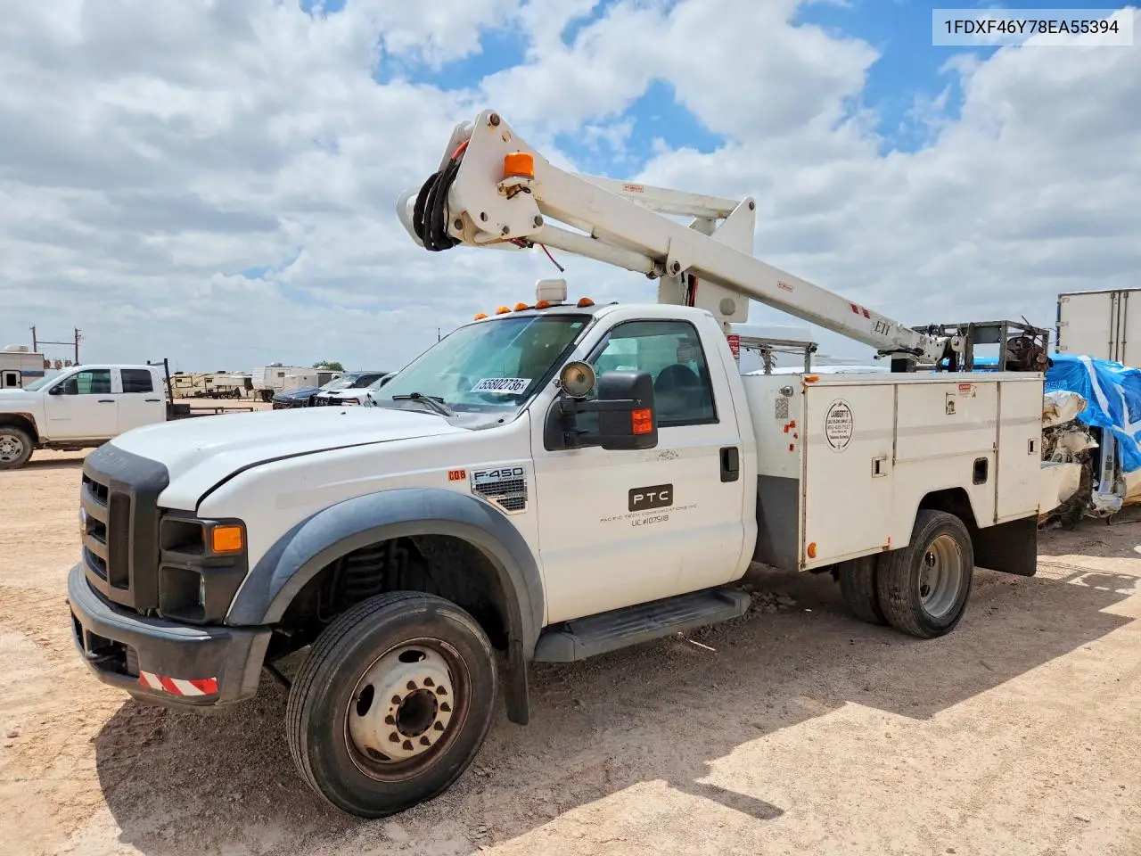 2008 Ford F450 Super Duty Cable Placer Bucket Truck VIN: 1FDXF46Y78EA55394 Lot: 55802736
