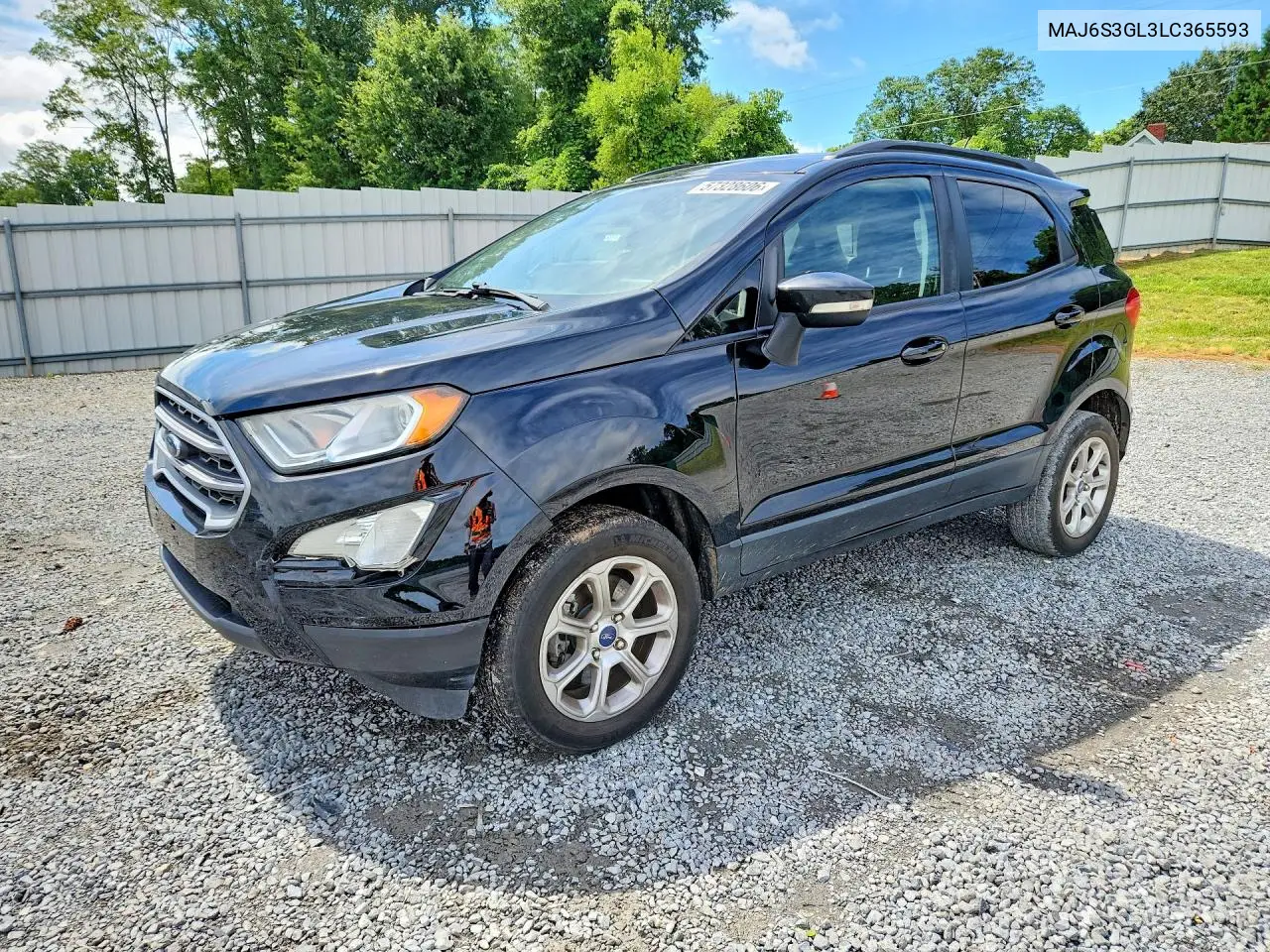 2020 Ford Ecosport Se VIN: MAJ6S3GL3LC365593 Lot: 57328606