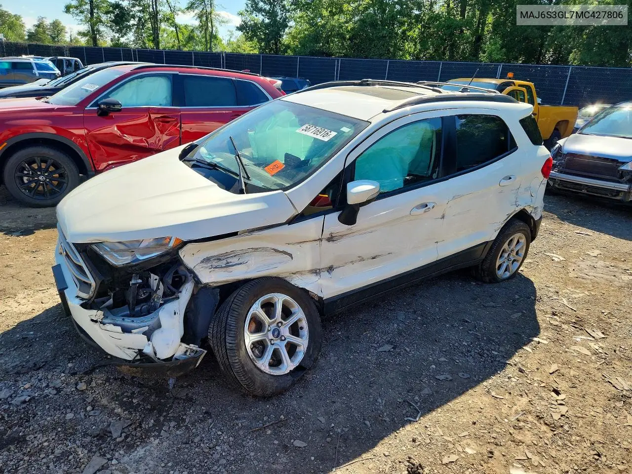 2021 Ford Ecosport Se VIN: MAJ6S3GL7MC427806 Lot: 58716916