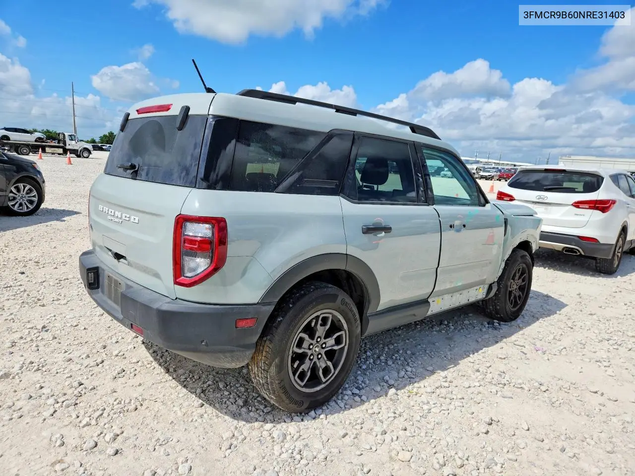 2022 Ford Bronco Sport Big Bend VIN: 3FMCR9B60NRE31403 Lot: 56482266
