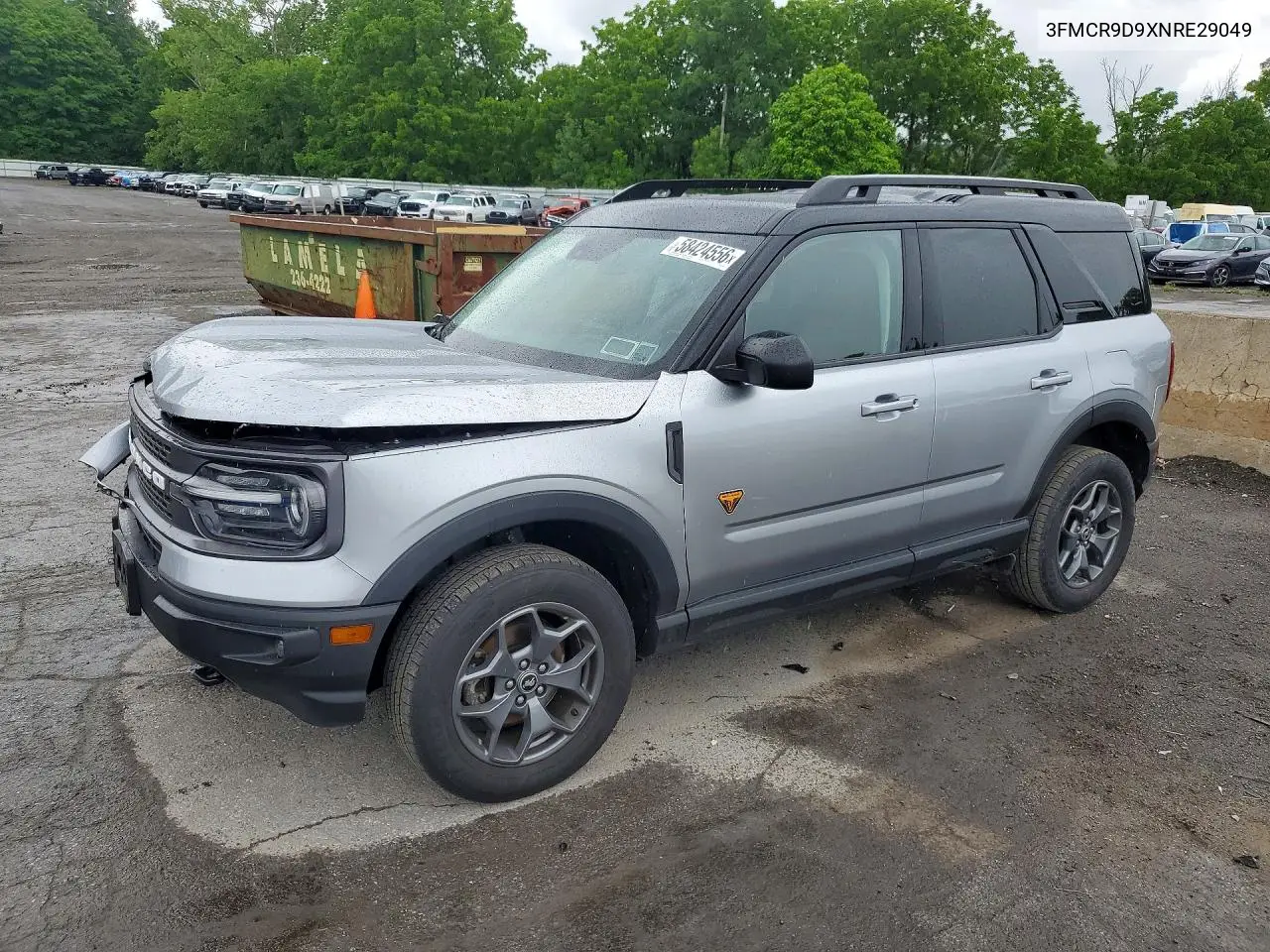 2022 Ford Bronco Sport Badlands VIN: 3FMCR9D9XNRE29049 Lot: 58424556