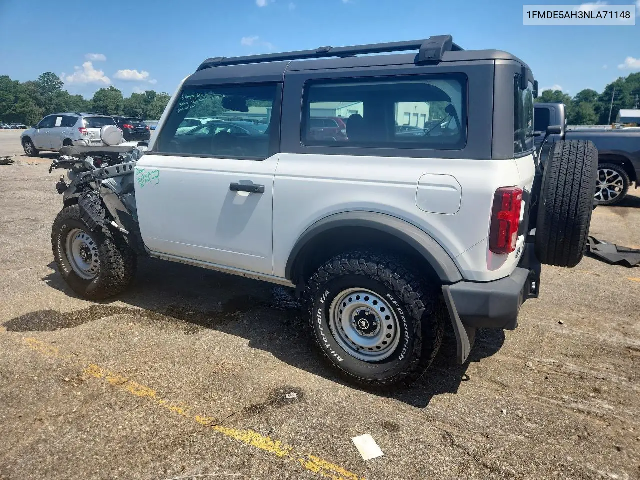 2022 Ford Bronco Base VIN: 1FMDE5AH3NLA71148 Lot: 59676286