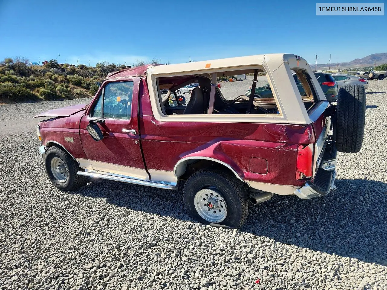 1992 Ford Bronco U100 VIN: 1FMEU15H8NLA96458 Lot: 61603036
