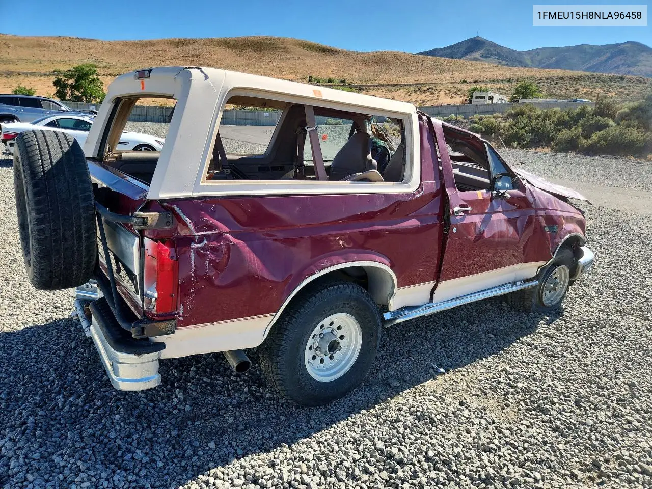 1992 Ford Bronco U100 VIN: 1FMEU15H8NLA96458 Lot: 61603036