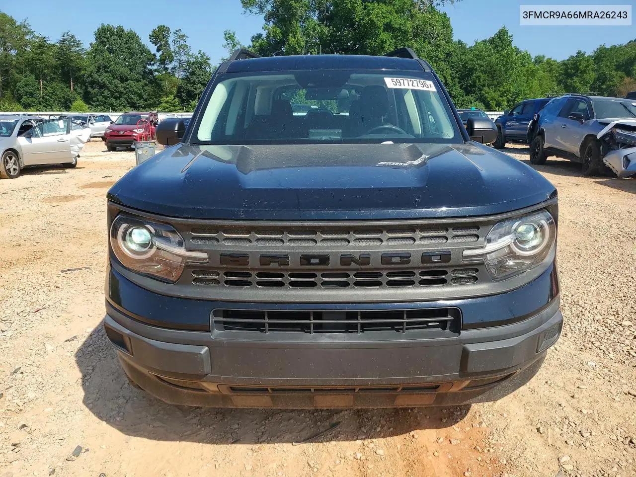2021 Ford Bronco Sport VIN: 3FMCR9A66MRA26243 Lot: 59772796