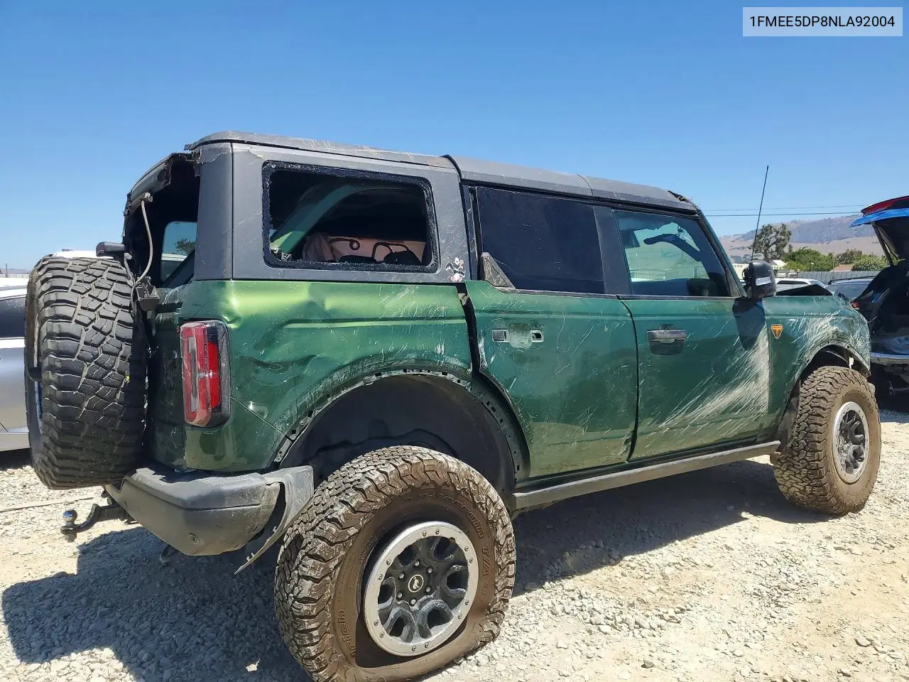 2022 Ford Bronco Base VIN: 1FMEE5DP8NLA92004 Lot: 60651486