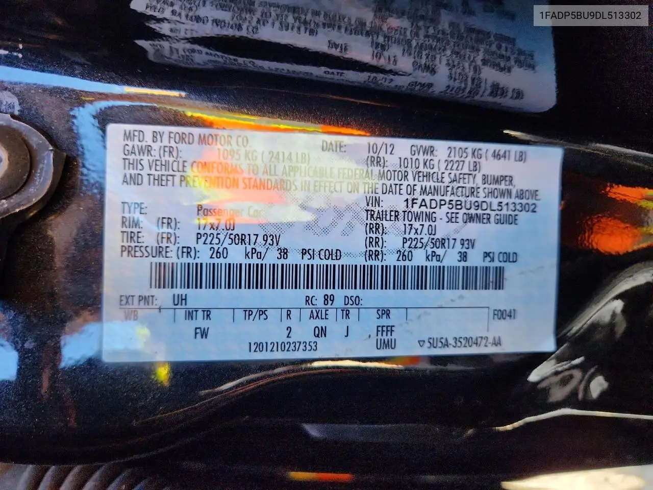 2013 Ford C-Max Sel VIN: 1FADP5BU9DL513302 Lot: 58265516