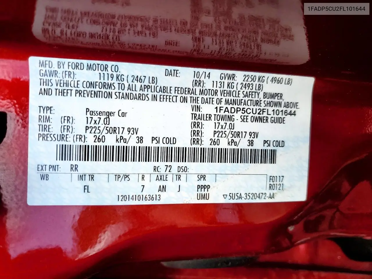2015 Ford C-Max Premium Sel VIN: 1FADP5CU2FL101644 Lot: 55655866