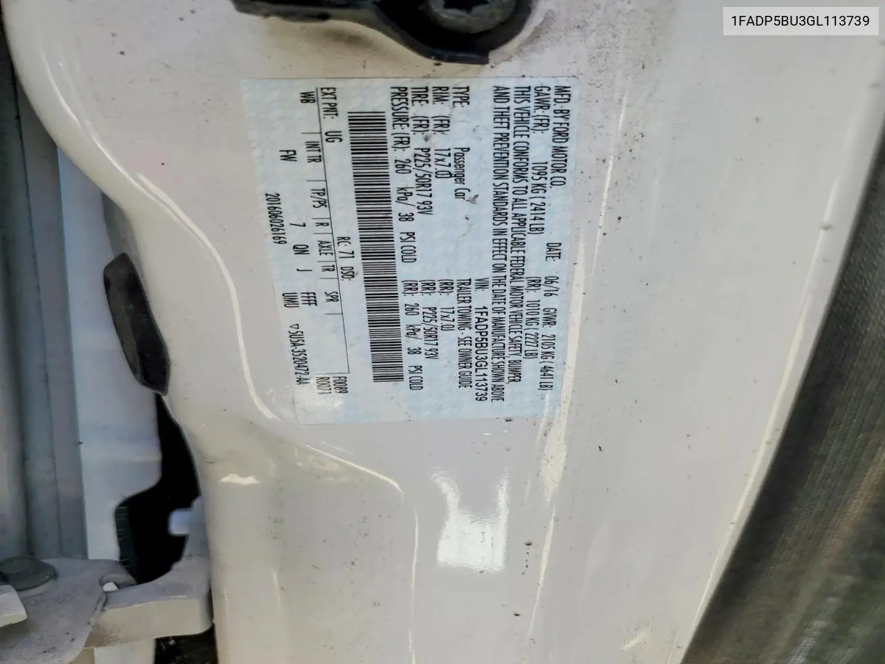 2016 Ford C-Max Sel VIN: 1FADP5BU3GL113739 Lot: 55864206