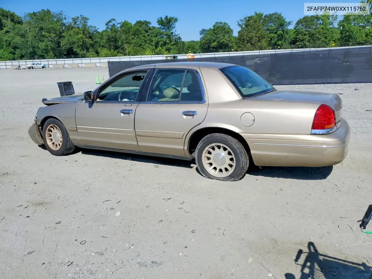 1999 Ford Crown Vic Cou VIN: 2FAFP74W0XX115762 Lot: 57508656