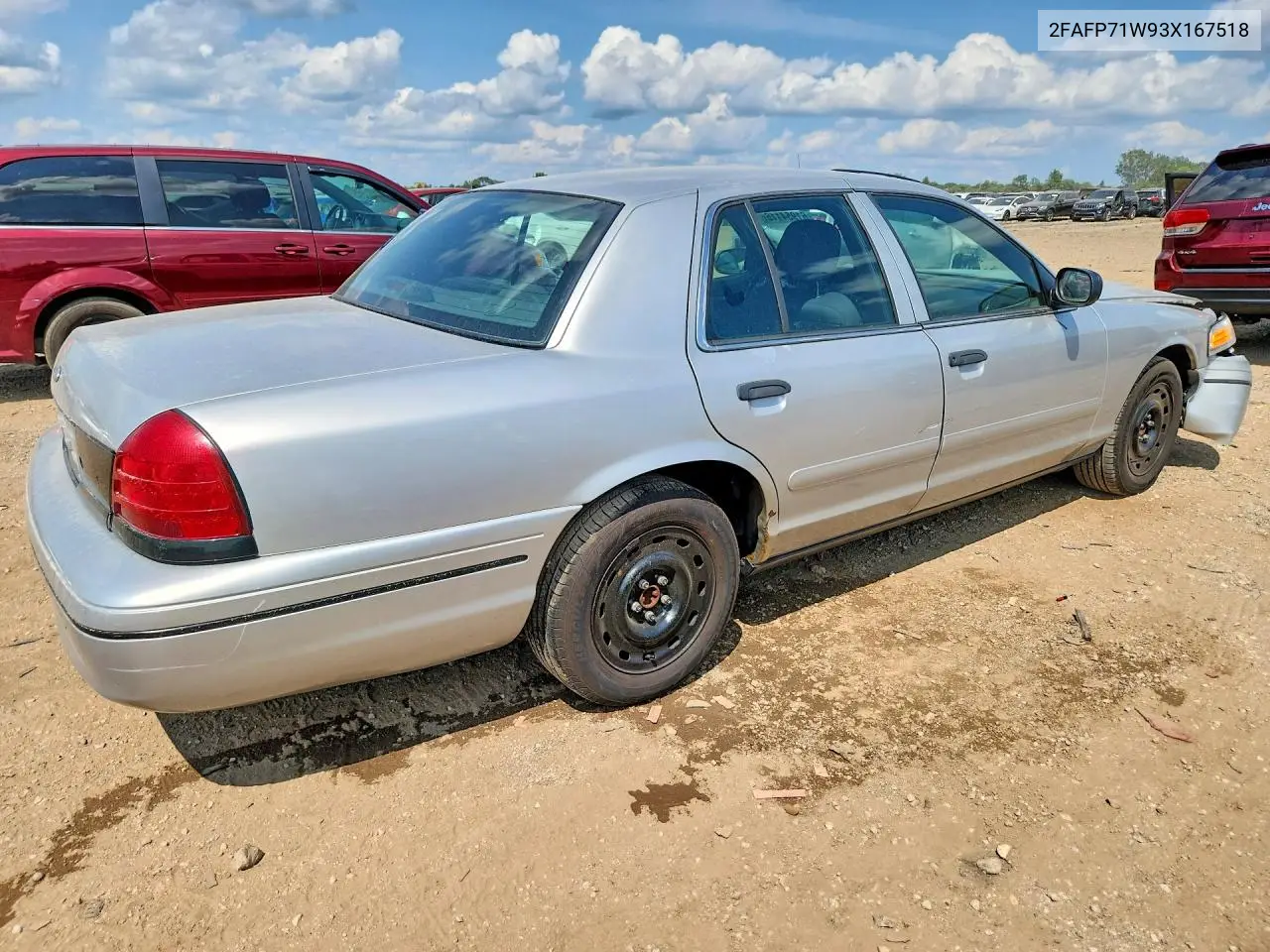 2003 Ford Crown Victoria Police Interceptor VIN: 2FAFP71W93X167518 Lot: 61954116