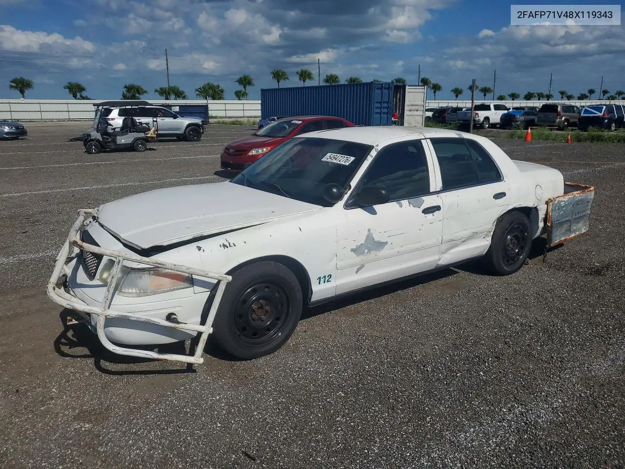 2008 Ford Crown Vic VIN: 2FAFP71V48X119343 Lot: 54947276