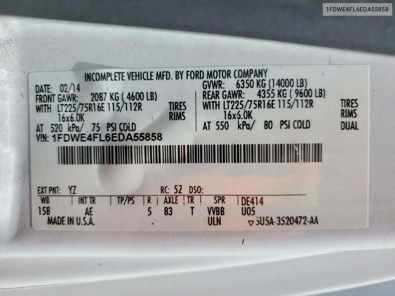 2014 Ford E450 Refrigerated Box Truck VIN: 1FDWE4FL6EDA55858 Lot: 56681726