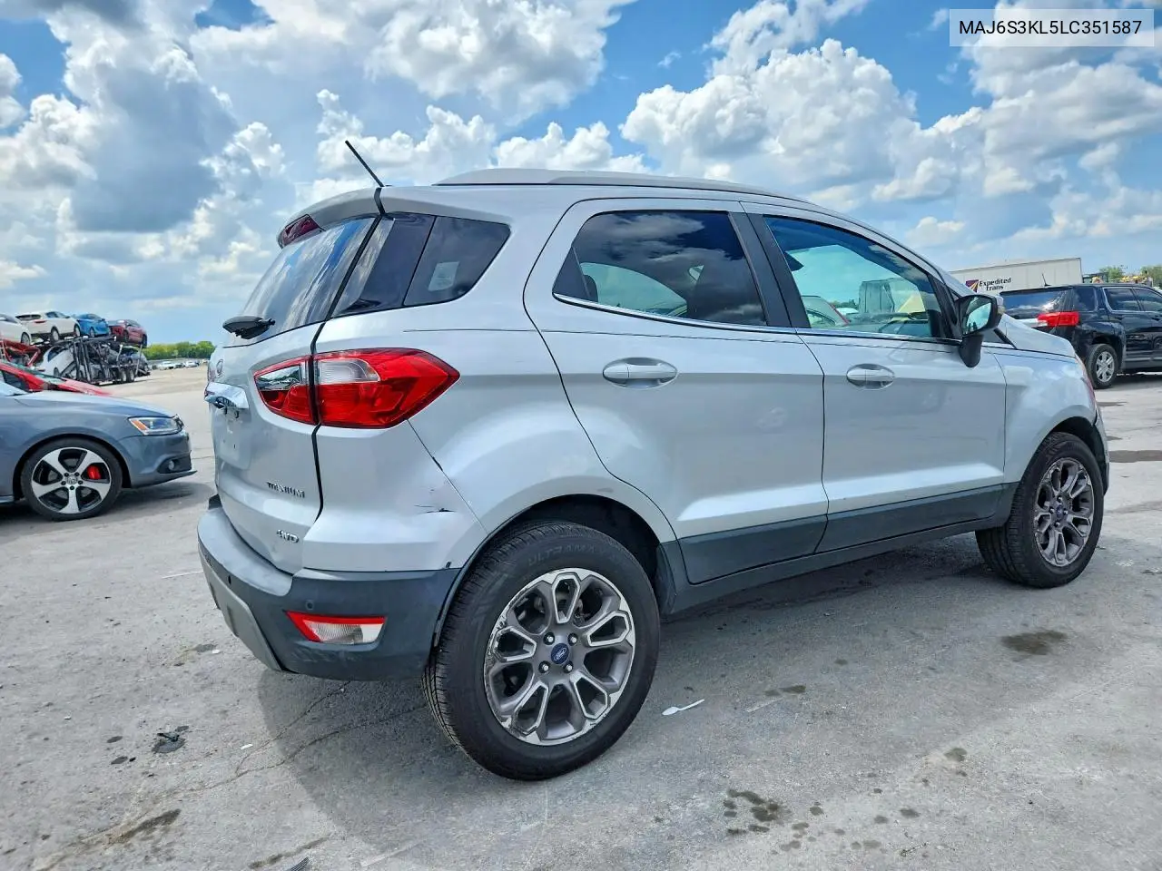 2020 Ford Ecosport Titanium VIN: MAJ6S3KL5LC351587 Lot: 59888996