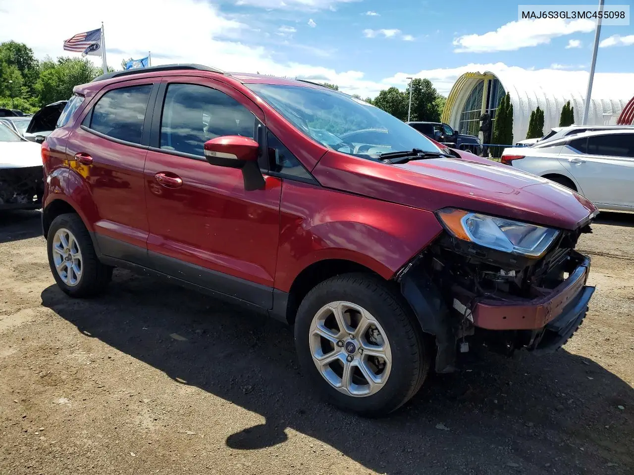 2021 Ford Ecosport Se VIN: MAJ6S3GL3MC455098 Lot: 57149176