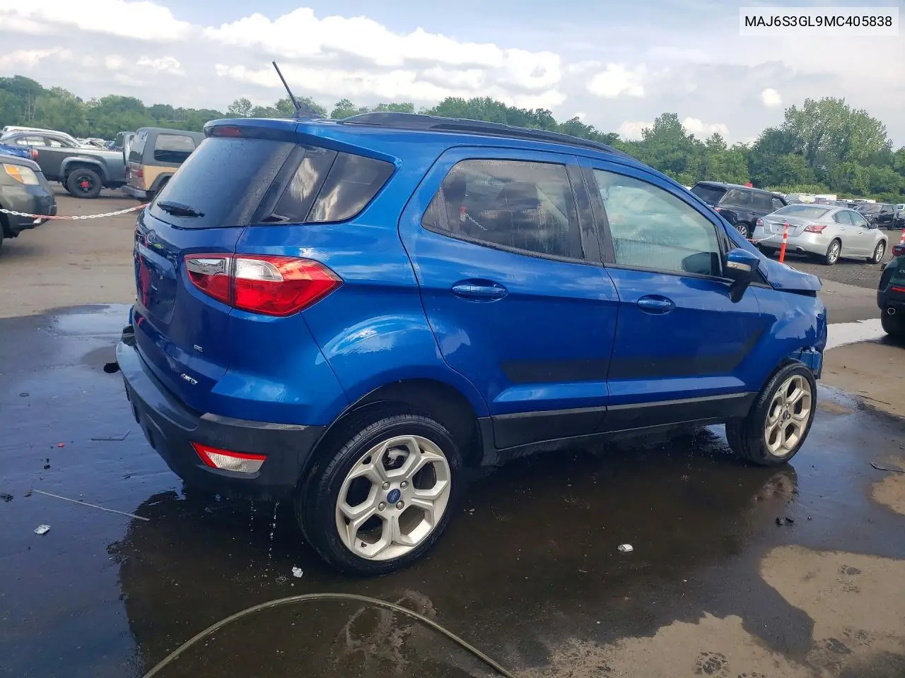 2021 Ford Ecosport Se VIN: MAJ6S3GL9MC405838 Lot: 60209216
