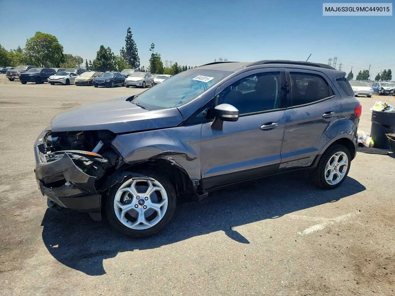 2021 Ford Ecosport Se VIN: MAJ6S3GL9MC449015 Lot: 60403816