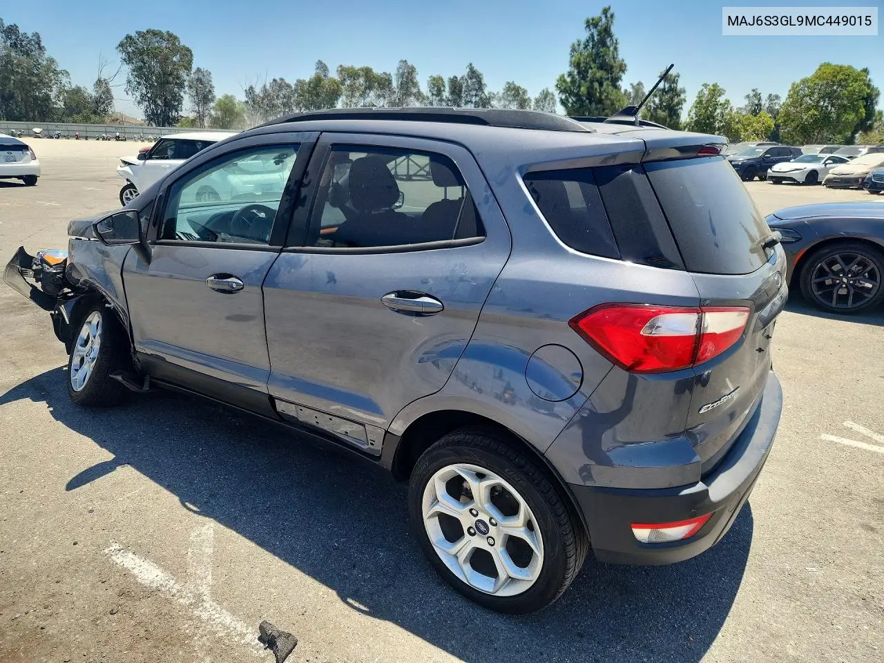 2021 Ford Ecosport Se VIN: MAJ6S3GL9MC449015 Lot: 60403816