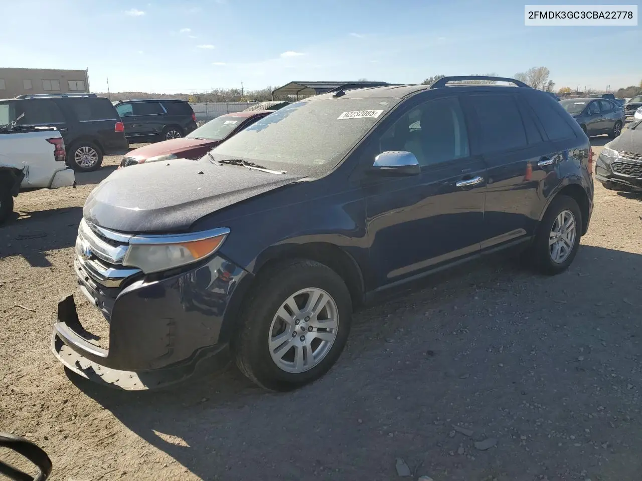 2FMDK3GC3CBA22778 2012 Ford Edge Se