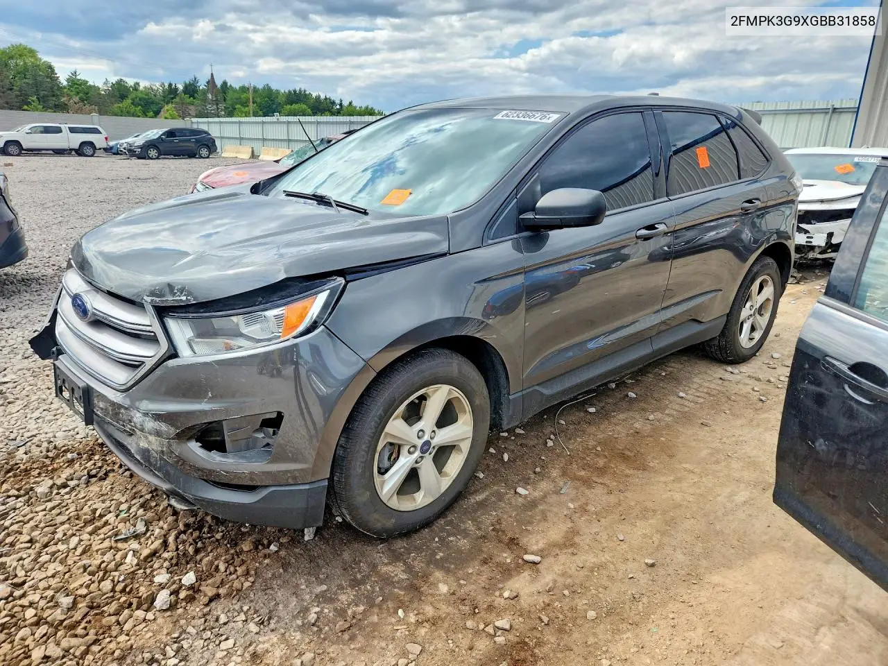 2016 Ford Edge Se VIN: 2FMPK3G9XGBB31858 Lot: 62336676