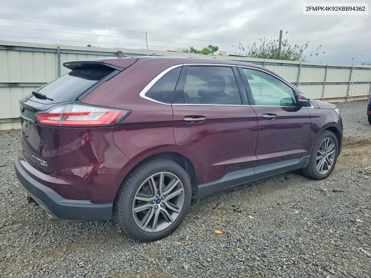 2019 Ford Edge Titanium VIN: 2FMPK4K92KBB94362 Lot: 61719586