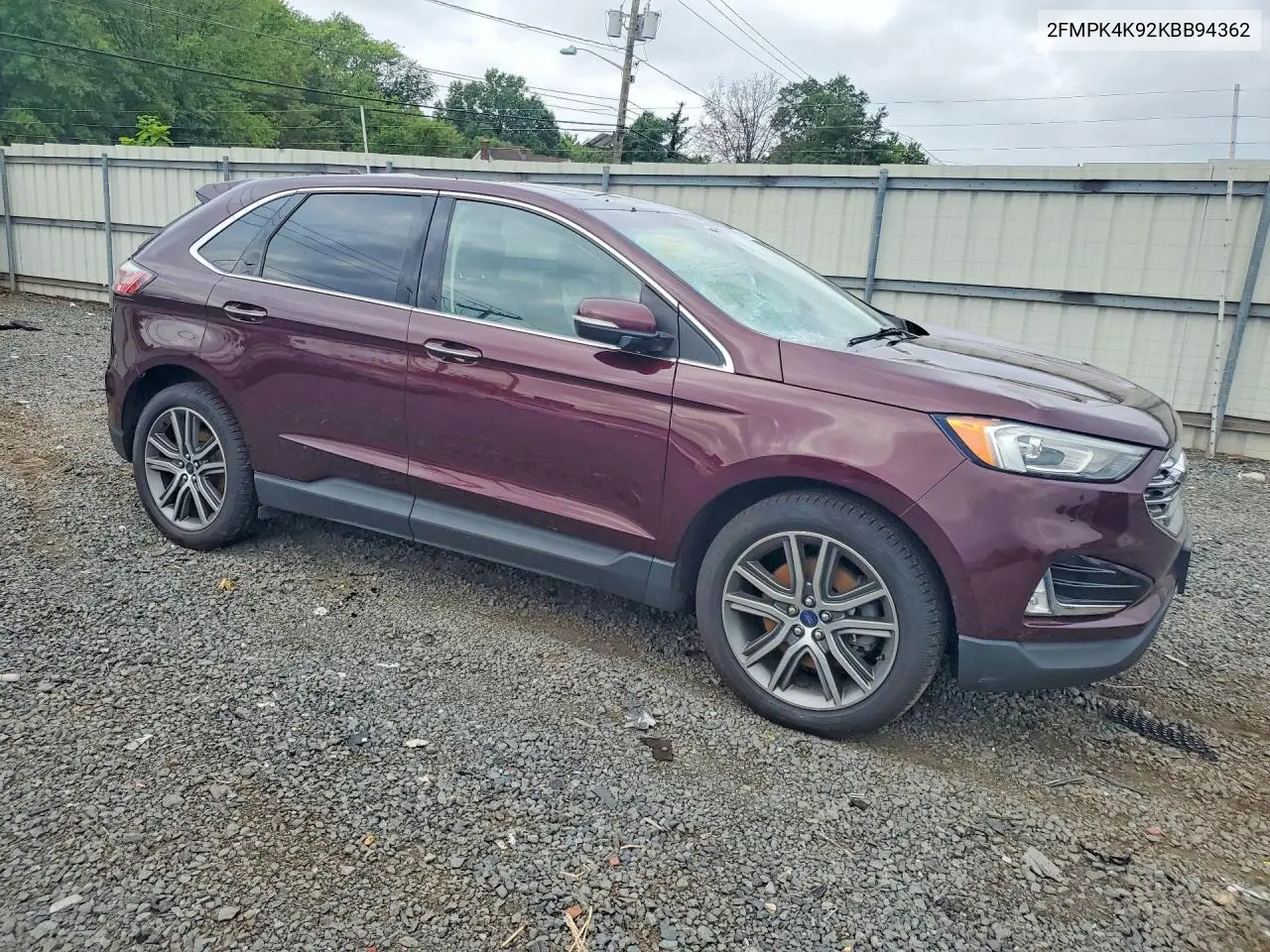 2019 Ford Edge Titanium VIN: 2FMPK4K92KBB94362 Lot: 61719586