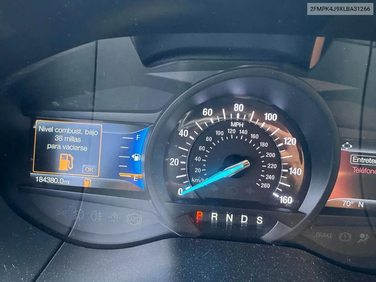 2020 Ford Edge Sel VIN: 2FMPK4J9XLBA31266 Lot: 62195666