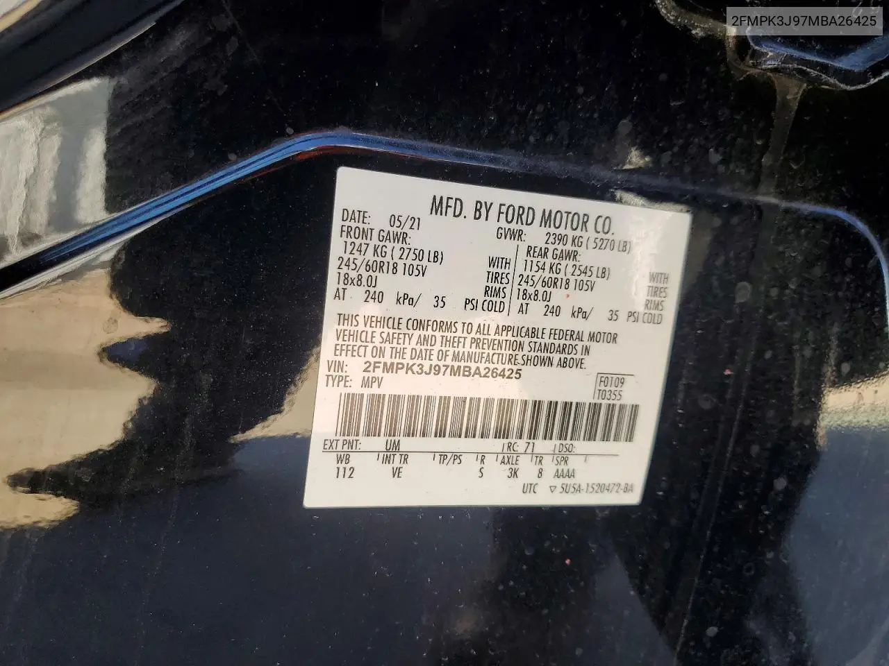 2FMPK3J97MBA26425 2021 Ford Edge Sel