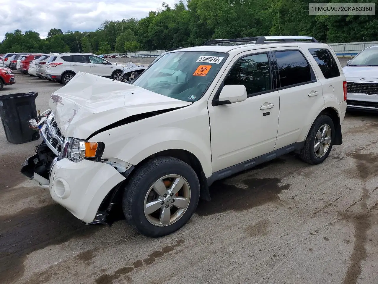 2012 Ford Escape Limited VIN: 1FMCU9E72CKA63360 Lot: 61980616