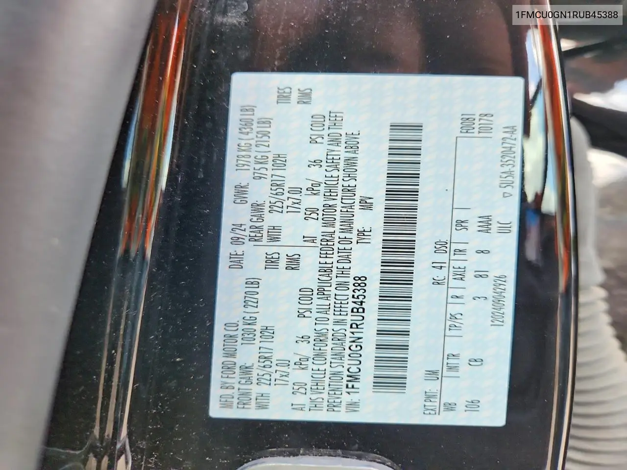 1FMCU0GN1RUB45388 2024 Ford Escape Active