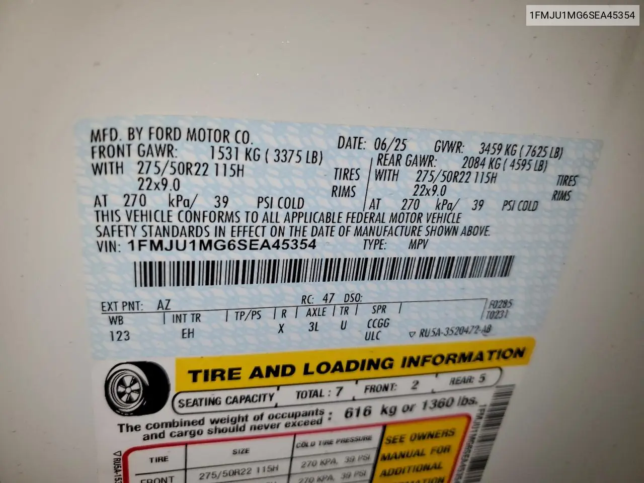 1FMJU1MG6SEA45354 2025 Ford Expedition Platinum