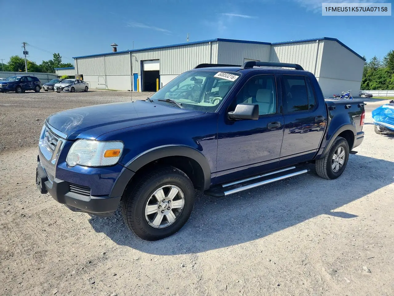 2007 Ford Explorer Sport Trac Xlt VIN: 1FMEU51K57UA07158 Lot: 60853216