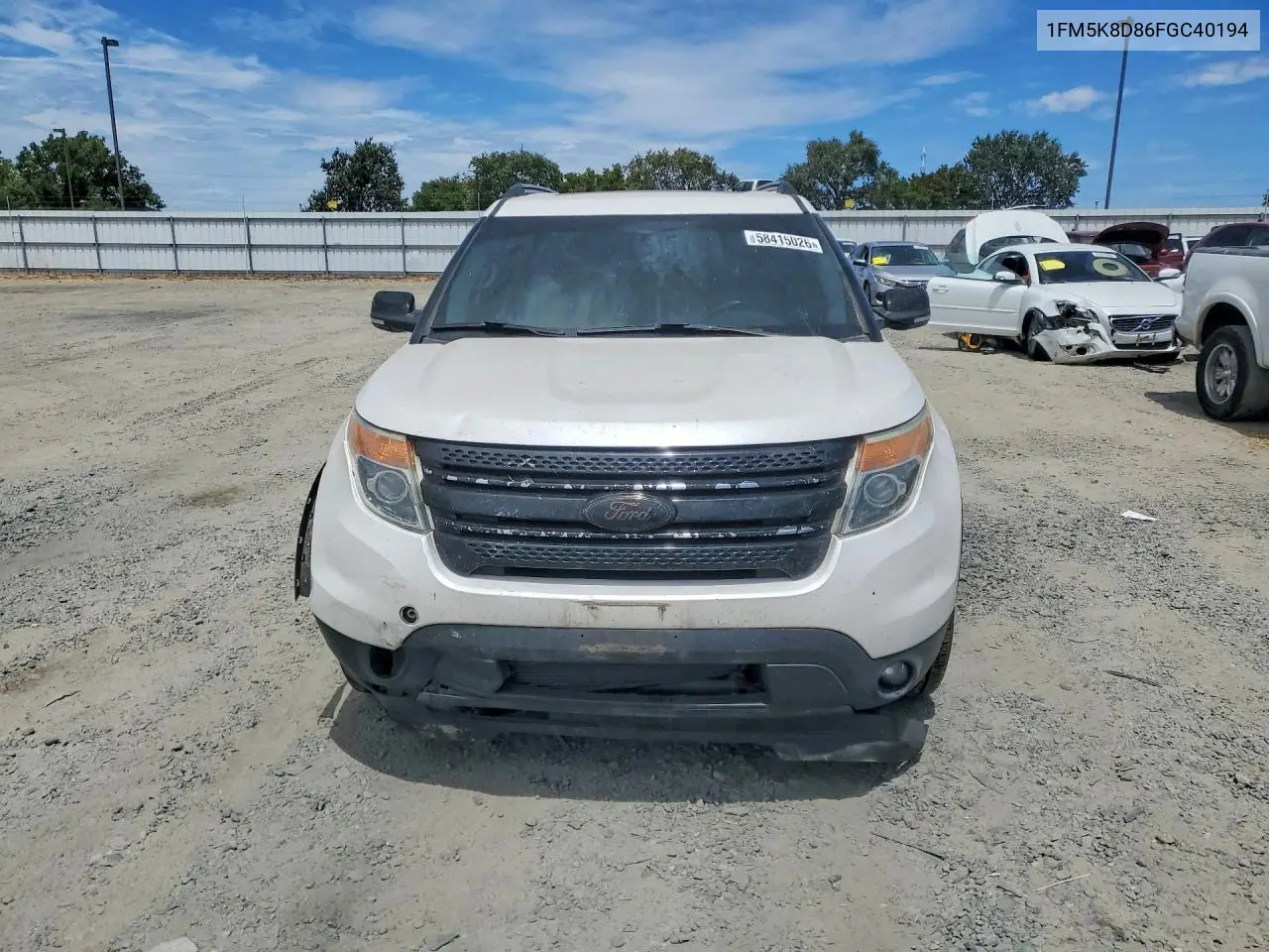 2015 Ford Explorer Xlt VIN: 1FM5K8D86FGC40194 Lot: 58415026