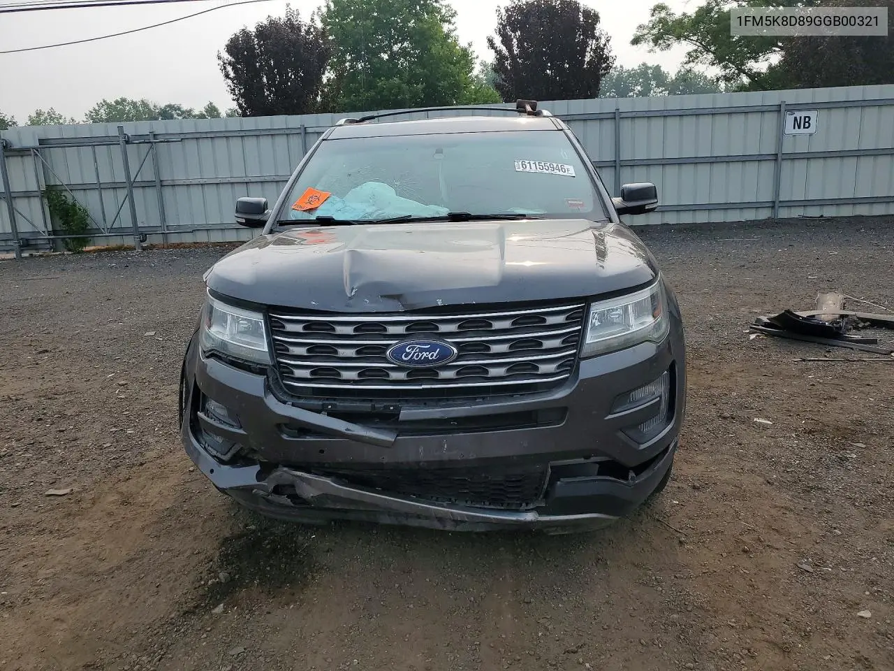 2016 Ford Explorer Xlt VIN: 1FM5K8D89GGB00321 Lot: 61155946