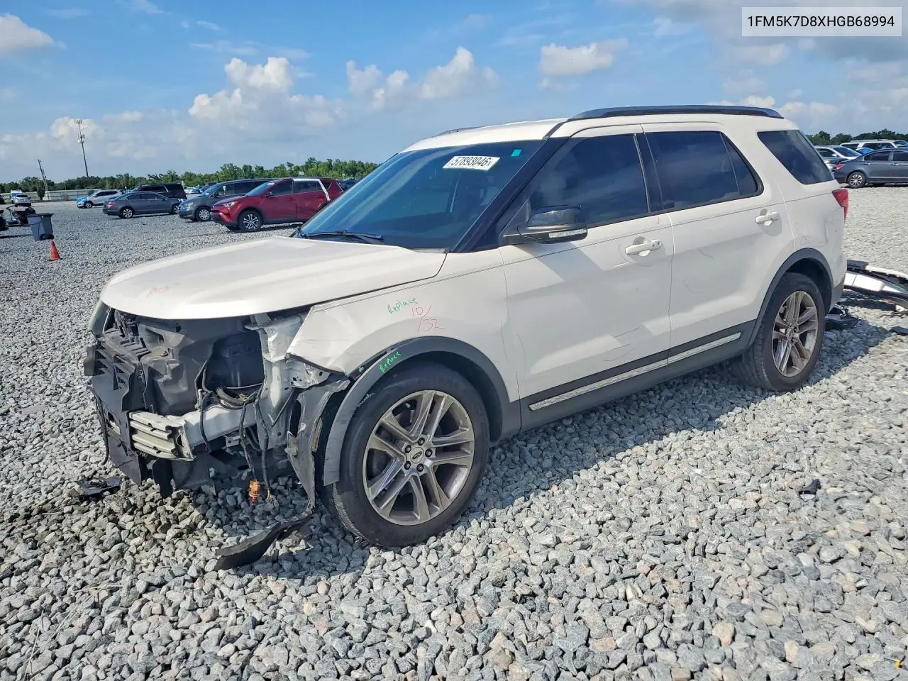 2017 Ford Explorer Xlt VIN: 1FM5K7D8XHGB68994 Lot: 57893046