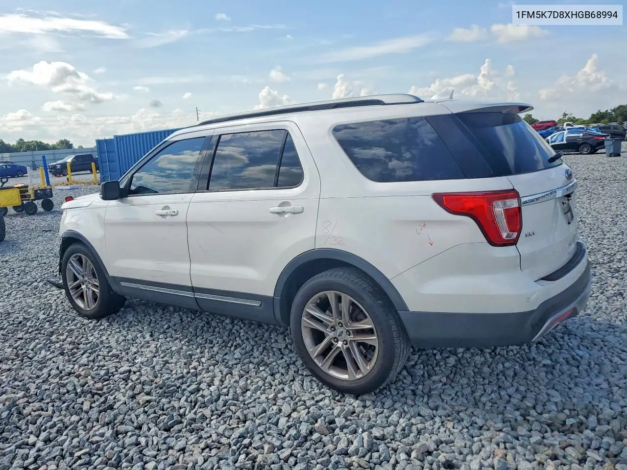 2017 Ford Explorer Xlt VIN: 1FM5K7D8XHGB68994 Lot: 57893046