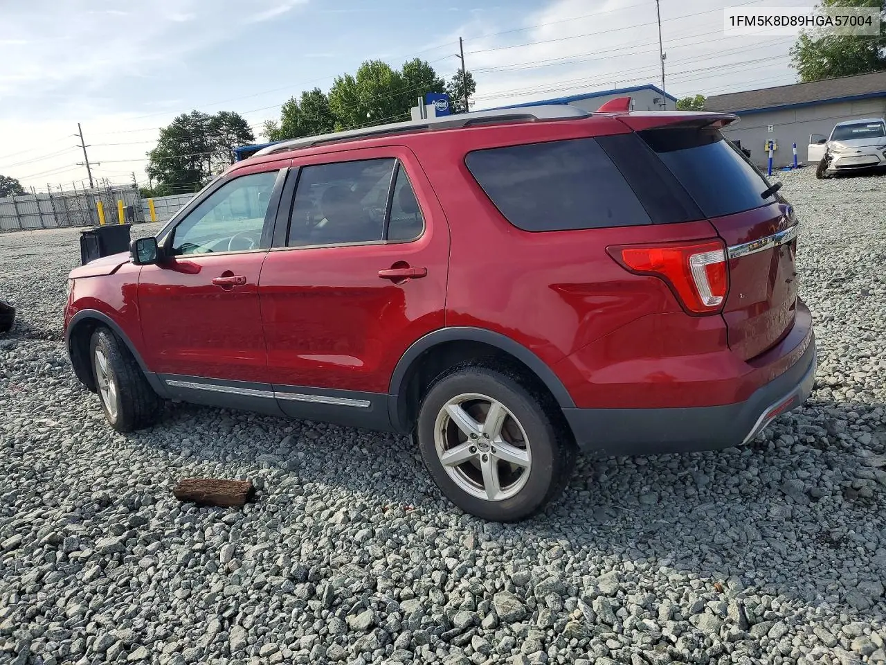 2017 Ford Explorer Xlt VIN: 1FM5K8D89HGA57004 Lot: 61849226