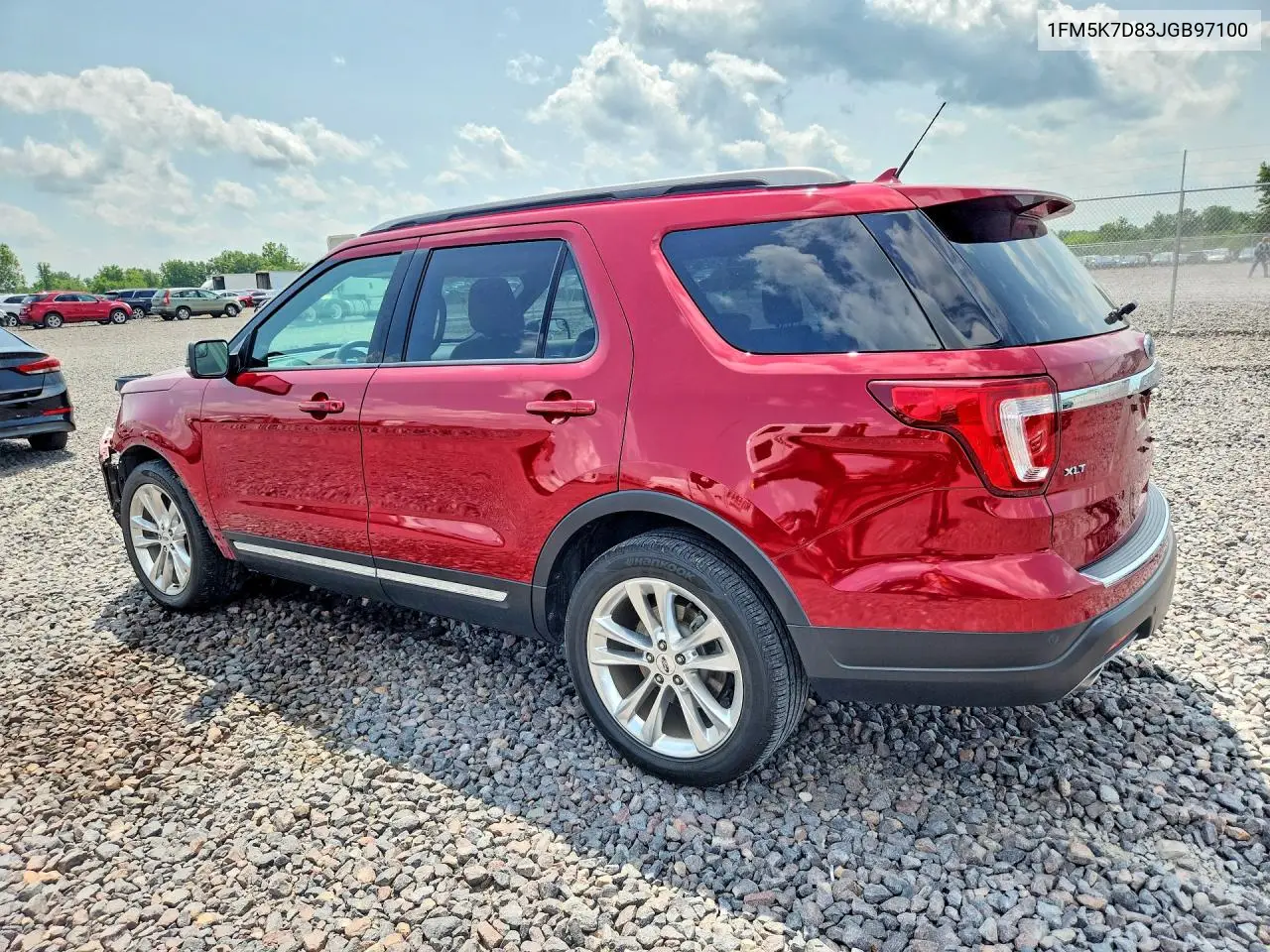 2018 Ford Explorer Xlt VIN: 1FM5K7D83JGB97100 Lot: 62082026