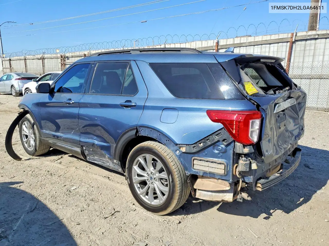 2020 Ford Explorer Xlt VIN: 1FMSK7DH2LGA64611 Lot: 61970626