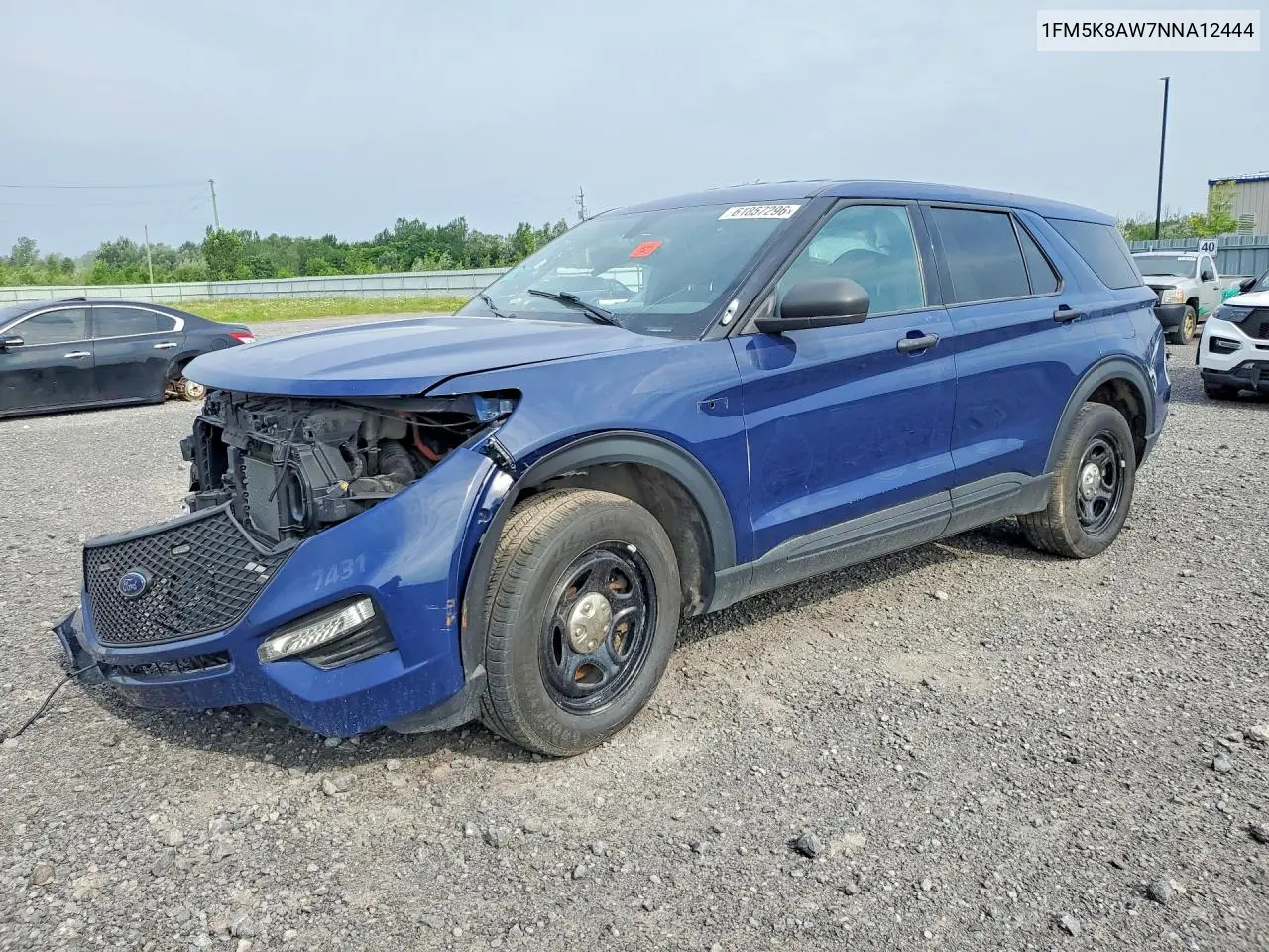 2022 Ford Explorer Police Interceptor VIN: 1FM5K8AW7NNA12444 Lot: 61857296
