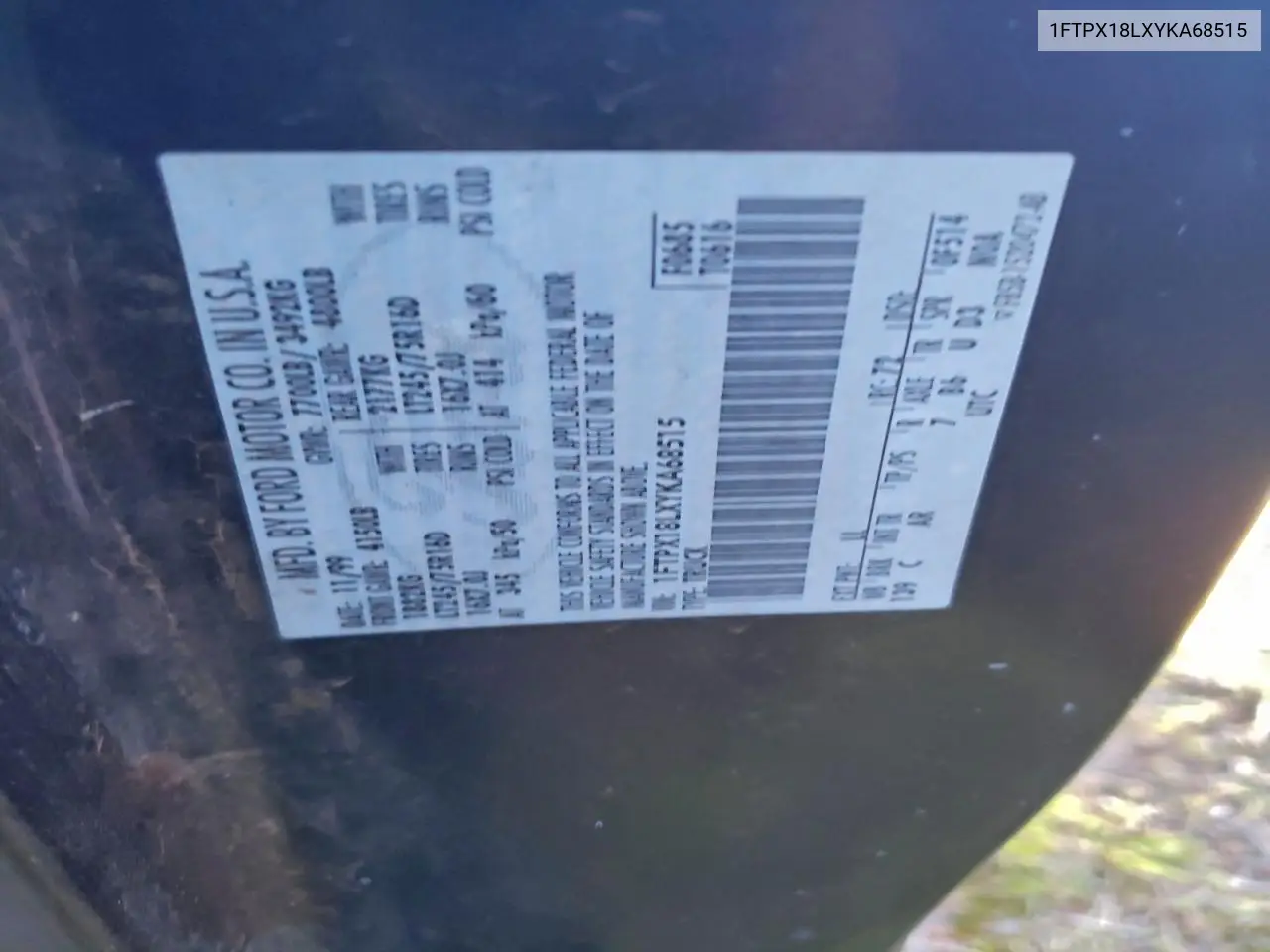 1FTPX18LXYKA68515 2000 Ford F150