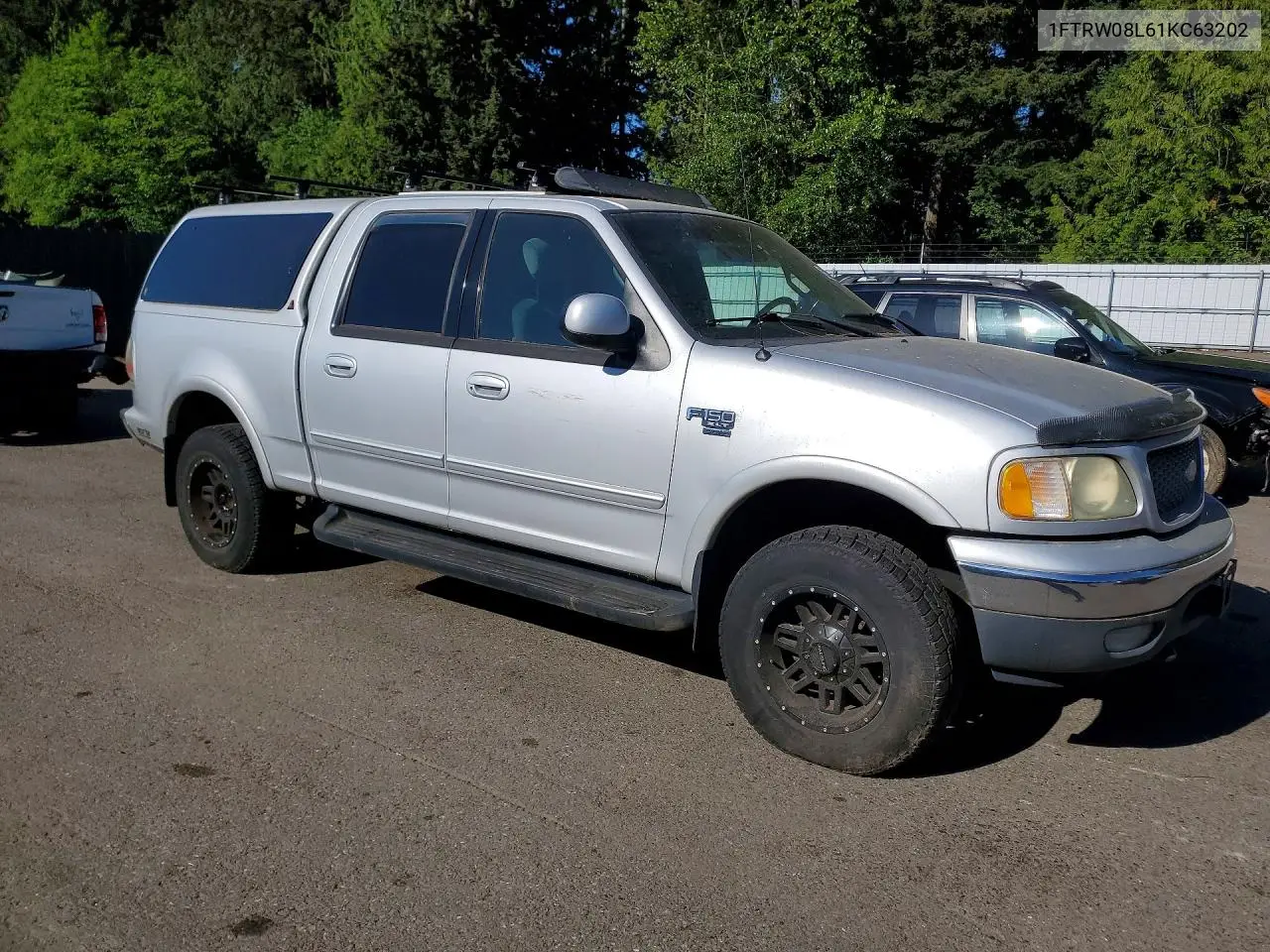 2001 Ford F150 Supercrew VIN: 1FTRW08L61KC63202 Lot: 53286526