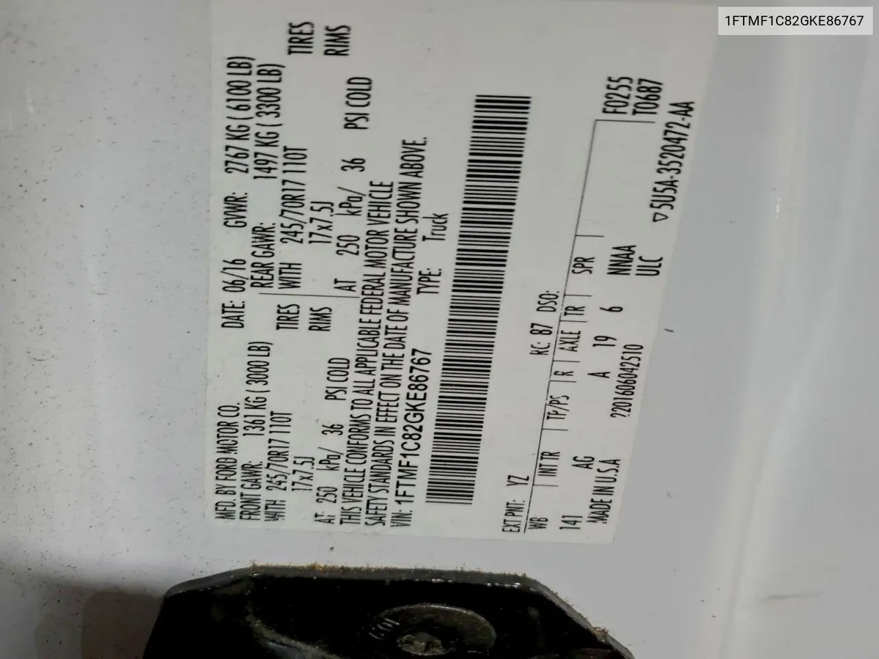 1FTMF1C82GKE86767 2016 Ford F150