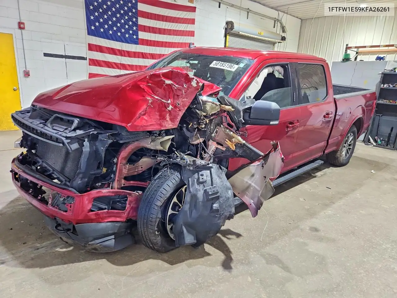 2019 Ford F150 Supercrew VIN: 1FTFW1E59KFA26261 Lot: 58185196