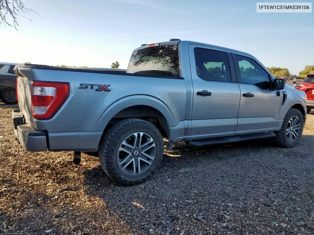 1FTEW1C51MKE39106 2021 Ford F150 Supercrew